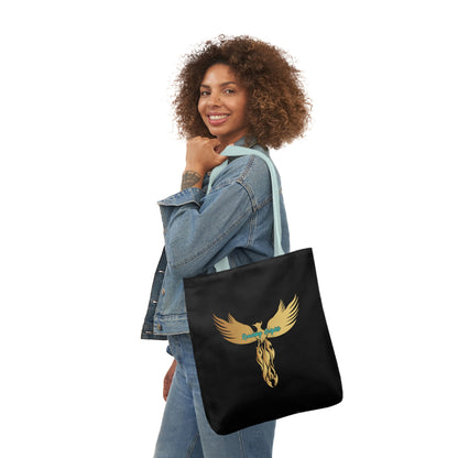 Black: RH Logo: Light Grey Font: Phoenix Rise: Canvas Tote Bag, 5-Color Straps