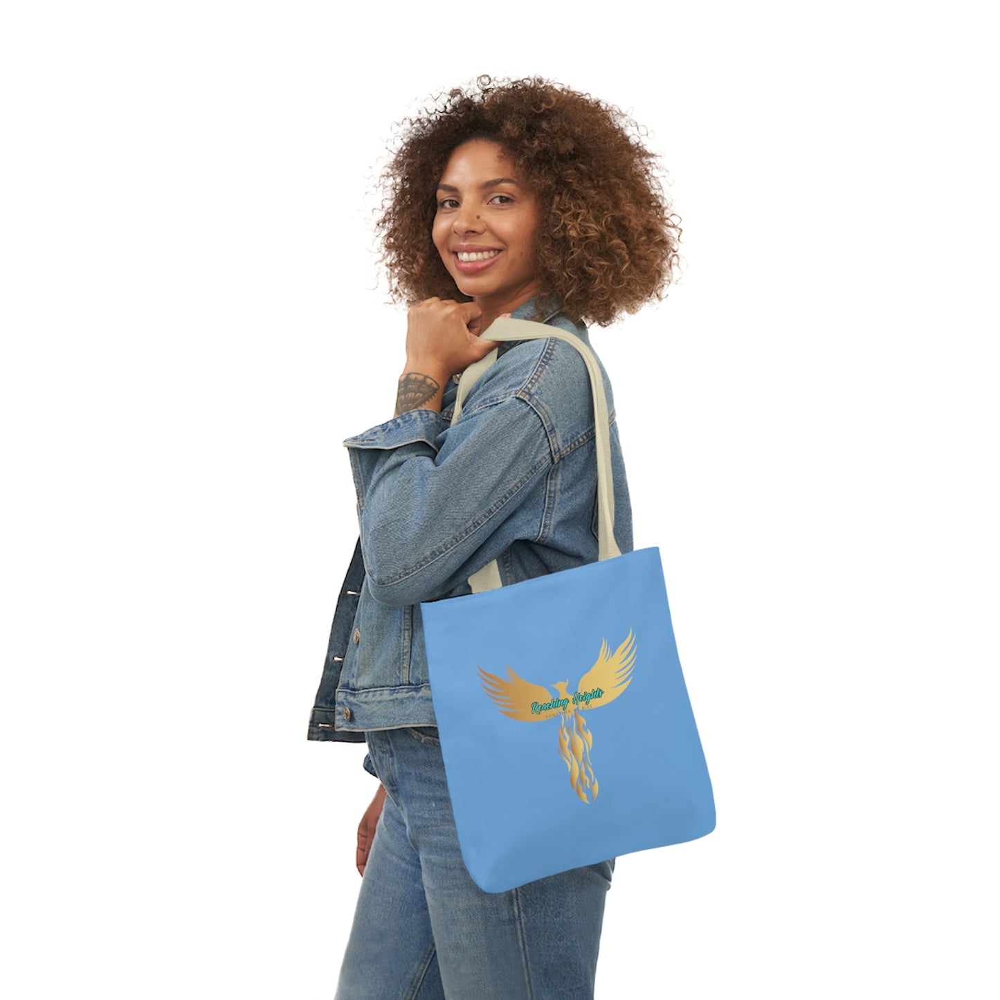 Light Blue: RH Logo: Grey Font: Phoenix Rise: Canvas Tote Bag, 5-Color Straps