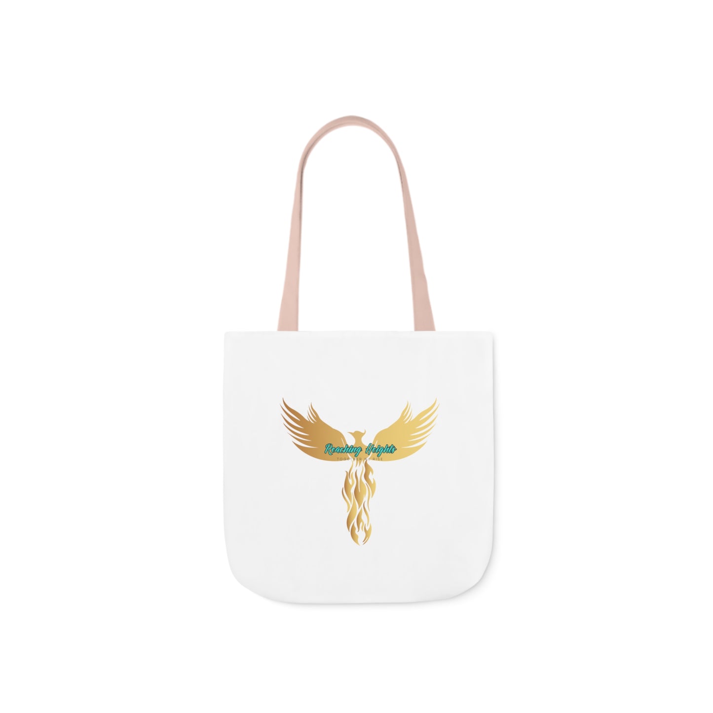 White: RH Logo: Light Blue Font: Phoenix Rise: Canvas Tote Bag, 5-Color Straps