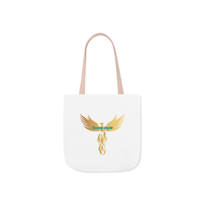 White: RH Logo: Light Blue Font: Phoenix Rise: Canvas Tote Bag, 5-Color Straps