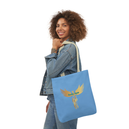 Light Blue: RH Logo: Black Font: Phoenix Rise: Canvas Tote Bag, 5-Color Straps