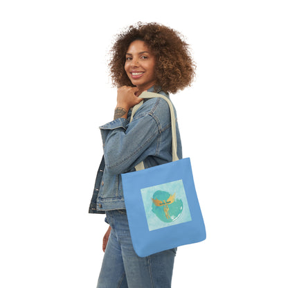 Light Blue: RH Splash: White Font: Canvas Tote Bag, 5-Color Straps