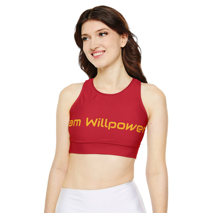 I am Willpower: Red: Fully Lined, Padded Sports Bra (AOP)