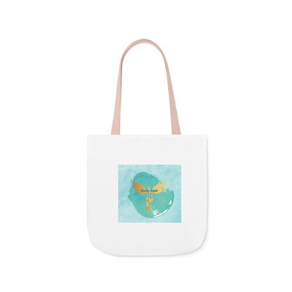 White: RH Splash: Light Blue Font: Canvas Tote Bag, 5-Color Straps