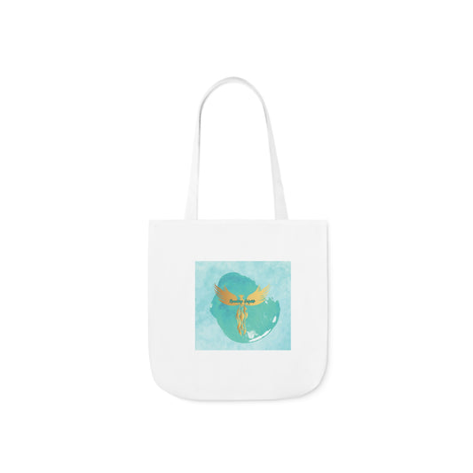 White: RH Splash: Light Blue Font: Canvas Tote Bag, 5-Color Straps