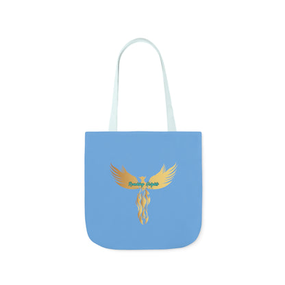 Light Blue: RH Logo: White Font: Phoenix Rise: Canvas Tote Bag, 5-Color Straps