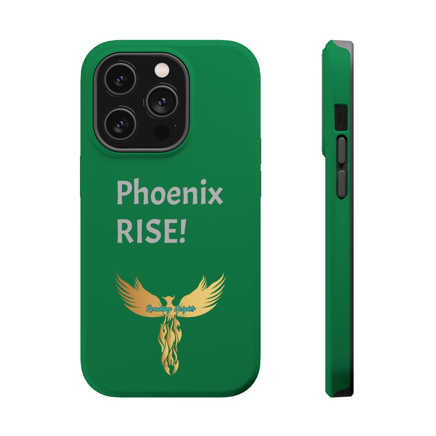 Phoenix Rise: Dark Green: Grey Font: MagSafe Tough Cases