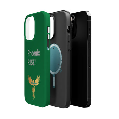 Phoenix Rise: Dark Green: Grey Font: MagSafe Tough Cases