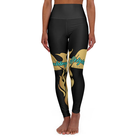 Black: High Waisted Yoga Leggings (AOP)