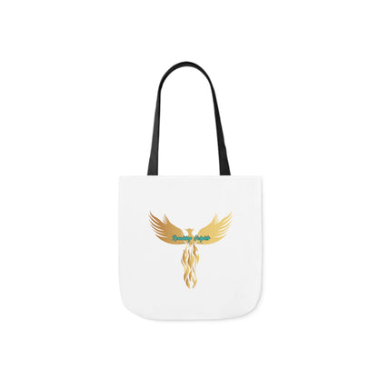White: RH Logo: Light Blue Font: Phoenix Rise: Canvas Tote Bag, 5-Color Straps