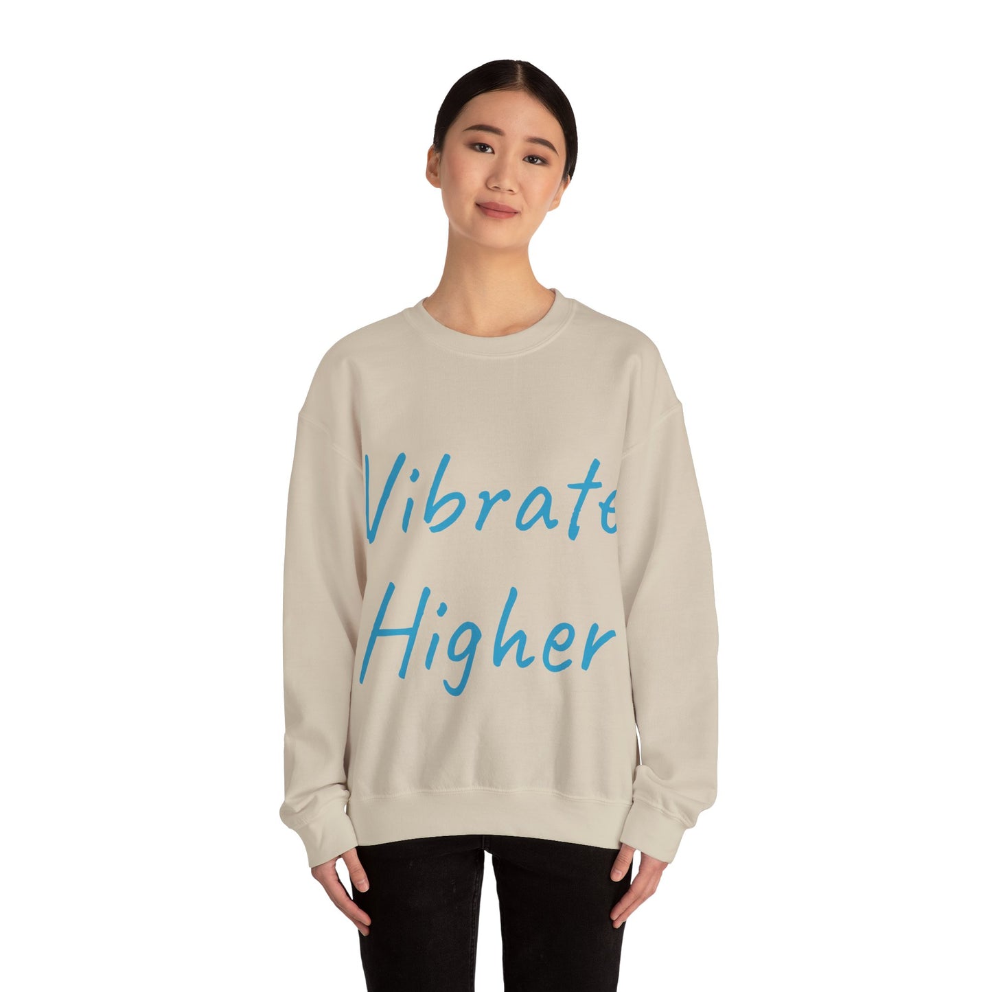 Vibrate Higher: Turquoise font: Unisex Heavy Blend™ Crewneck Sweatshirt