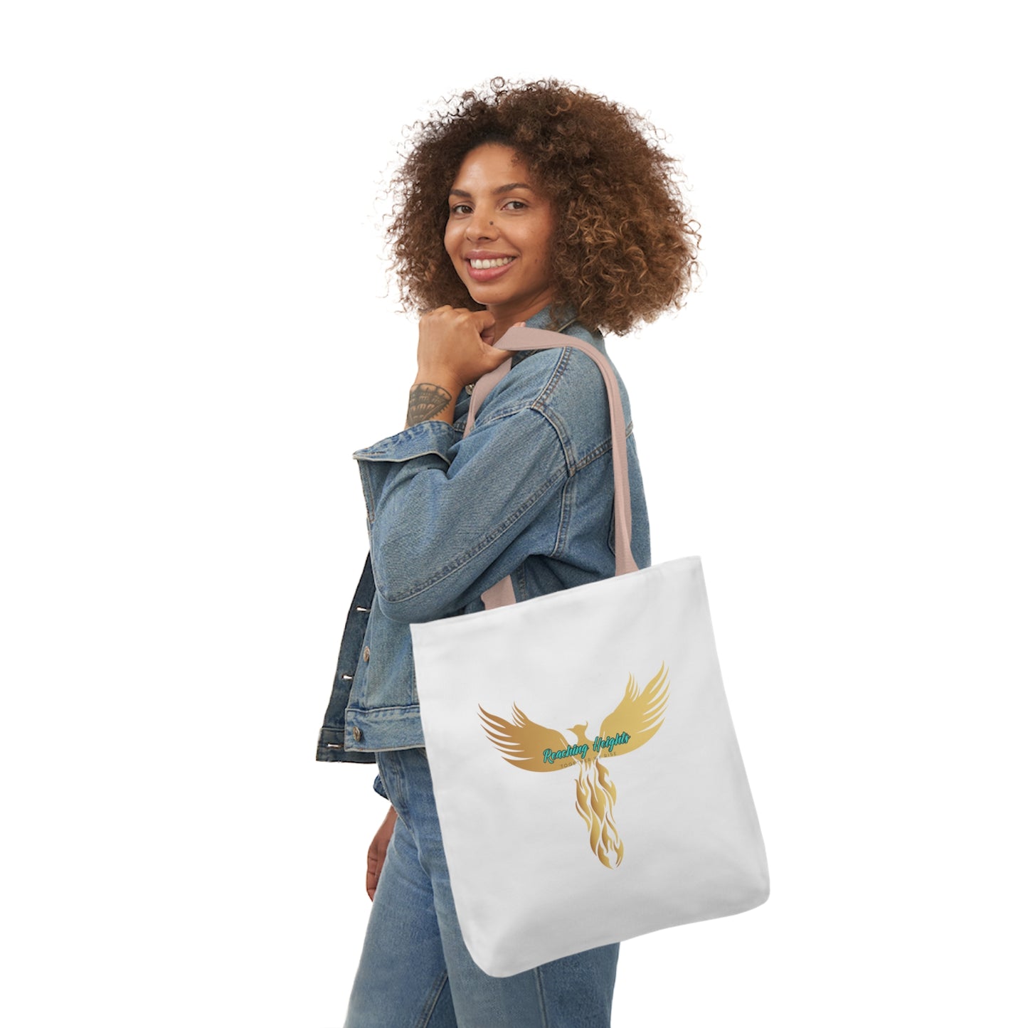 White: RH Logo: Black Font: Phoenix Rise: Canvas Tote Bag, 5-Color Straps