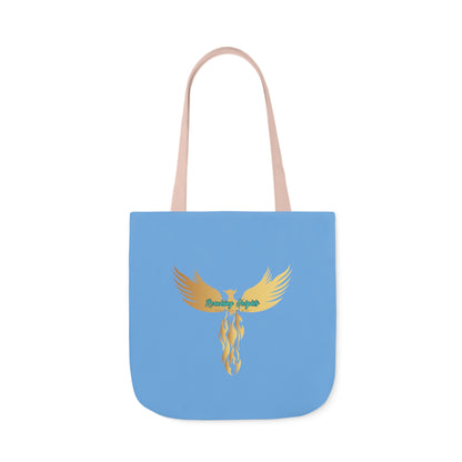 Light Blue: RH Logo: White Font: Phoenix Rise: Canvas Tote Bag, 5-Color Straps