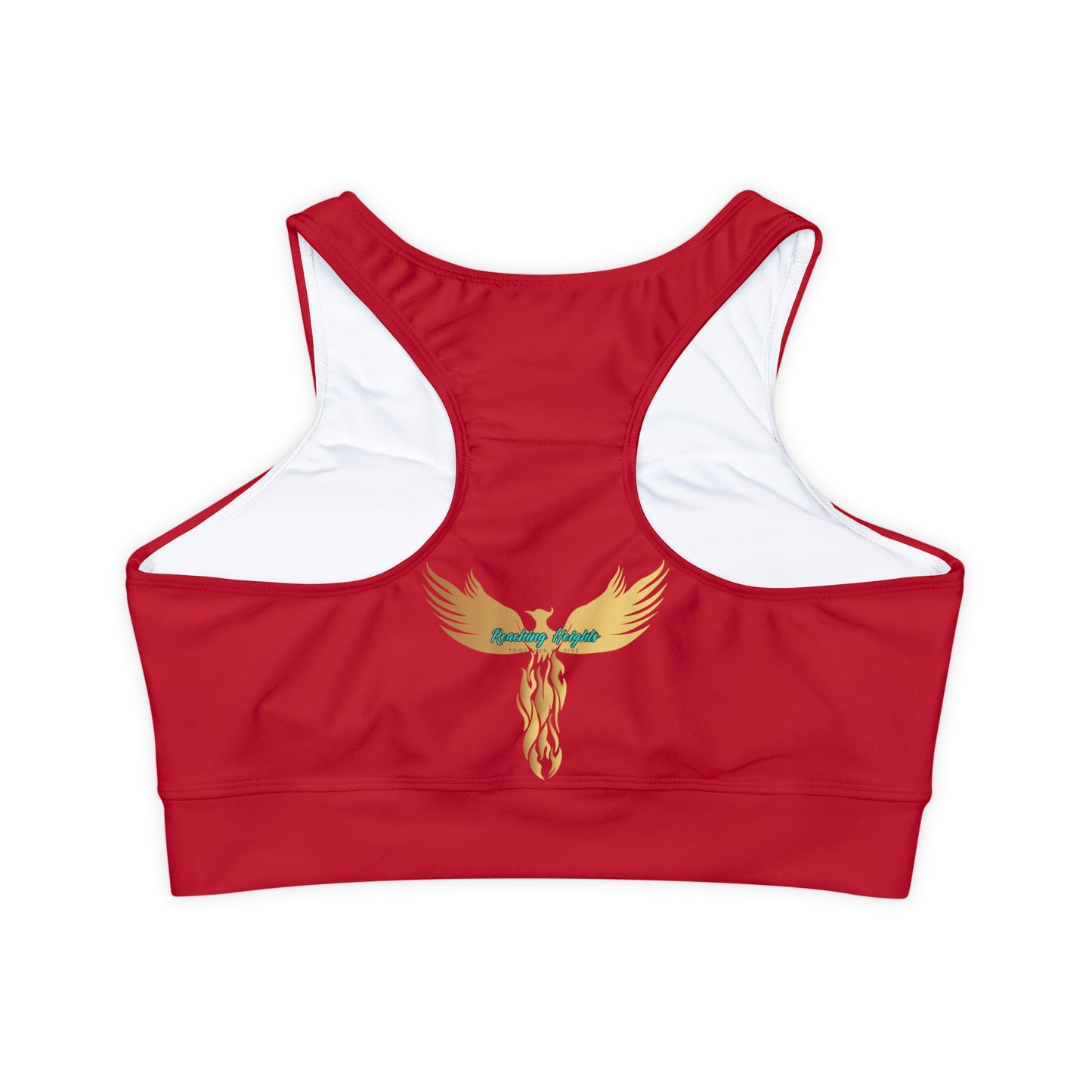 No is Not an Option: Red: Fully Lined, Padded Sports Bra (AOP)