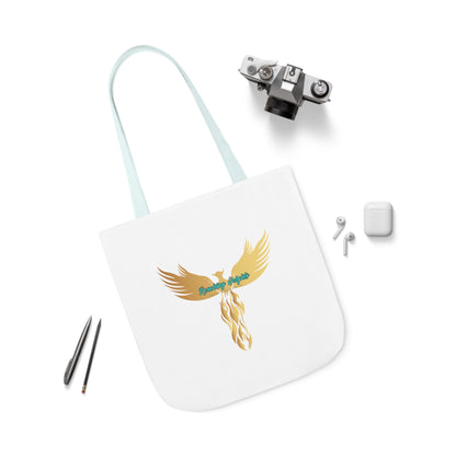 White: RH Logo: Black Font: Phoenix Rise: Canvas Tote Bag, 5-Color Straps