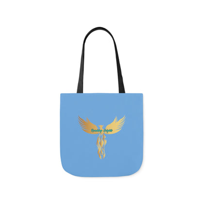 Light Blue: RH Logo: White Font: Phoenix Rise: Canvas Tote Bag, 5-Color Straps