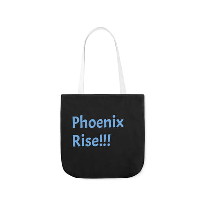 Black: RH Logo: Light Blue Font: Phoenix Rise: Canvas Tote Bag, 5-Color Straps