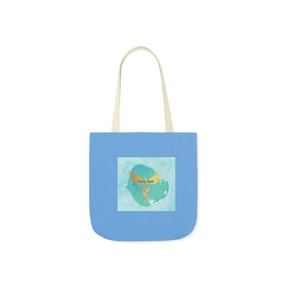 Light Blue: RH Splash: White Font: Canvas Tote Bag, 5-Color Straps