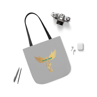 Light Grey: RH Logo: White Font: Phoenix Rise: Canvas Tote Bag, 5-Color Straps