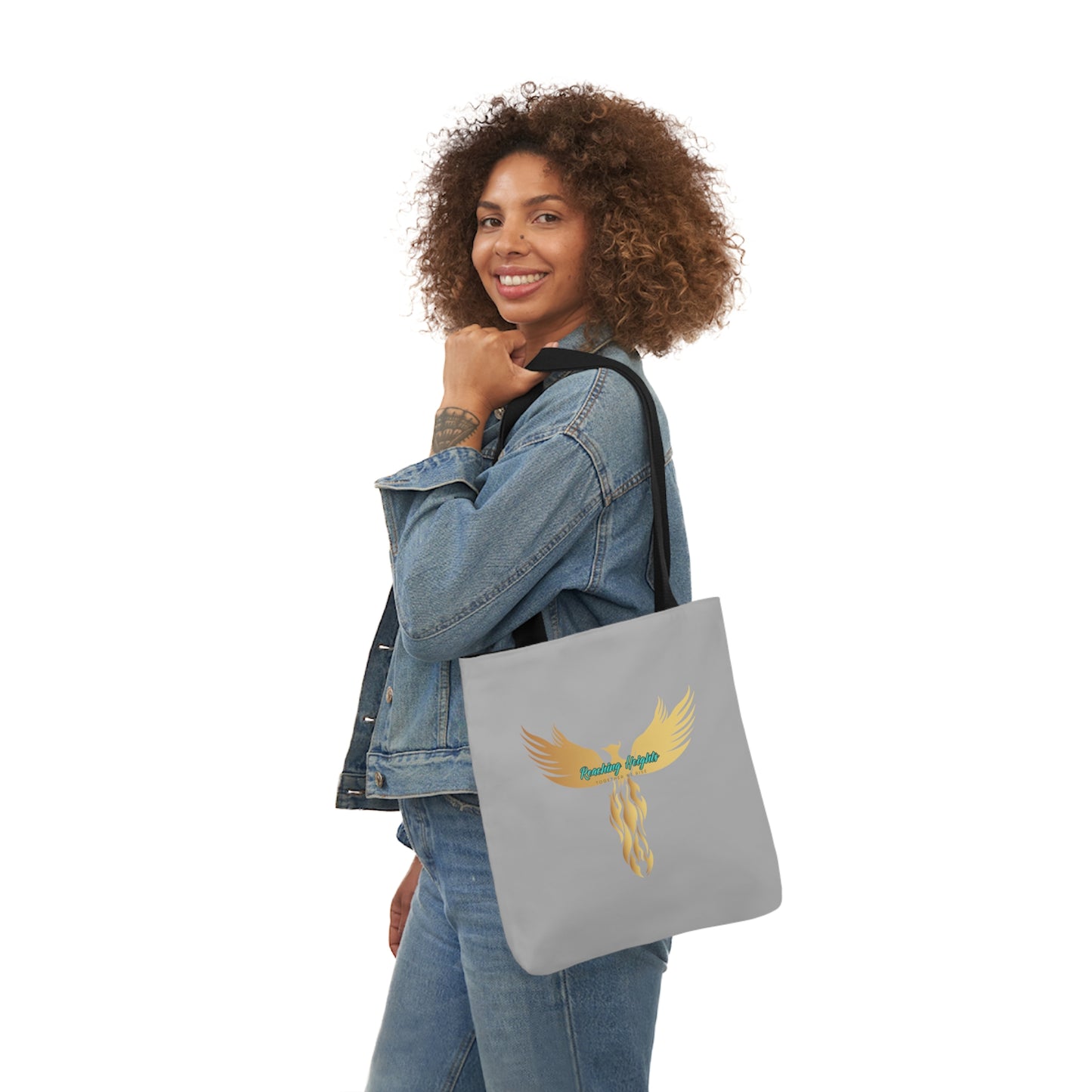 Light Grey: RH Logo: White Font: Phoenix Rise: Canvas Tote Bag, 5-Color Straps