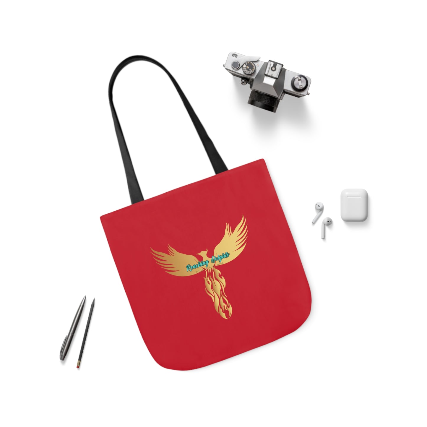 Red: RH Logo: White Font: Canvas Tote Bag, 5-Color Straps