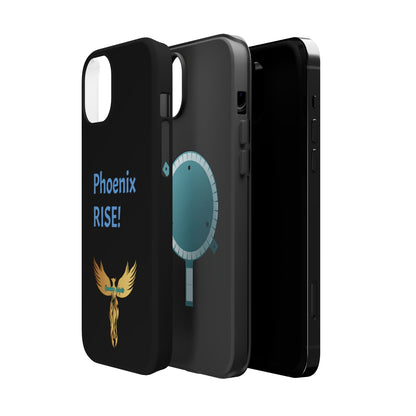 Phoenix Rise: Black: Light Blue Font: MagSafe Tough Cases