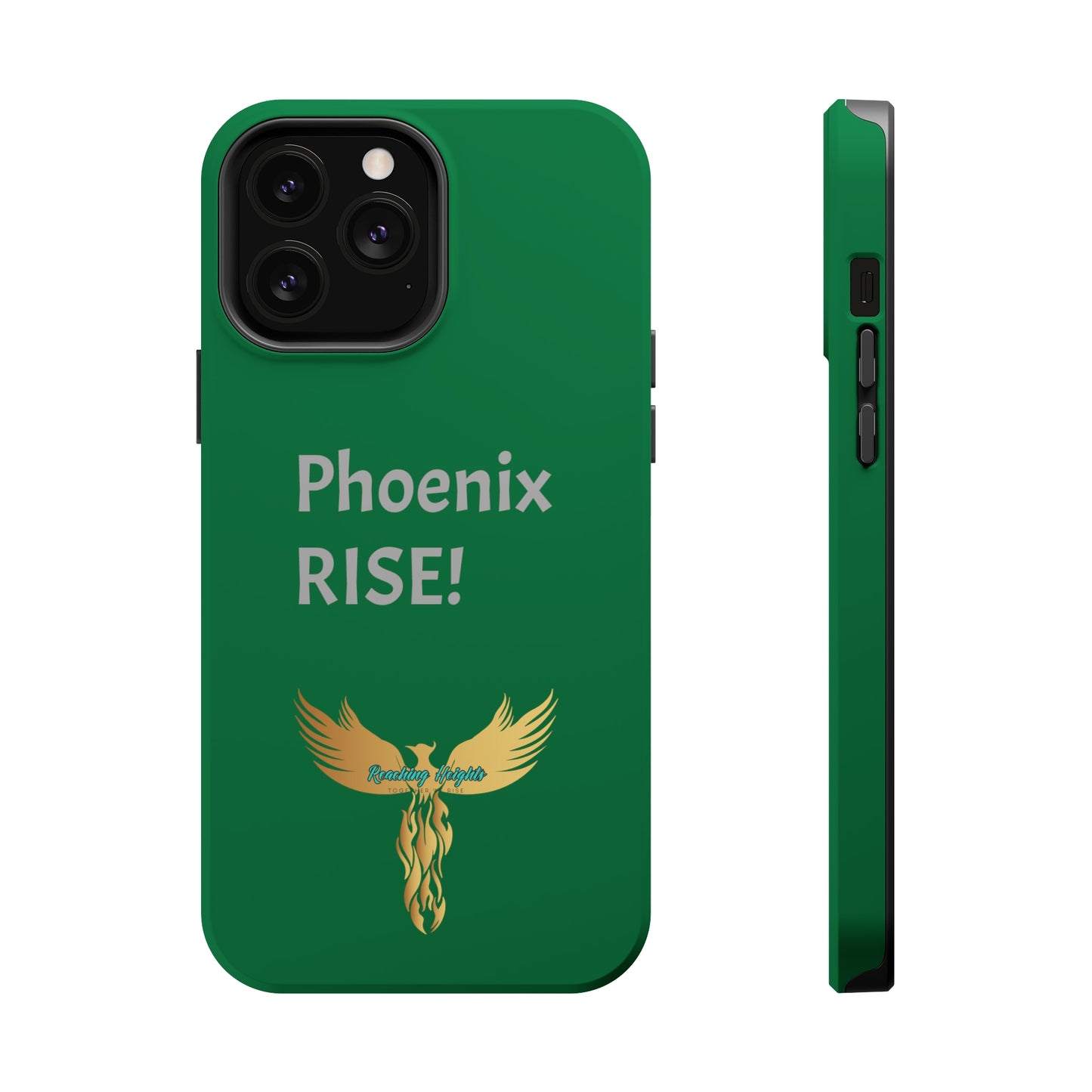 Phoenix Rise: Dark Green: Grey Font: MagSafe Tough Cases