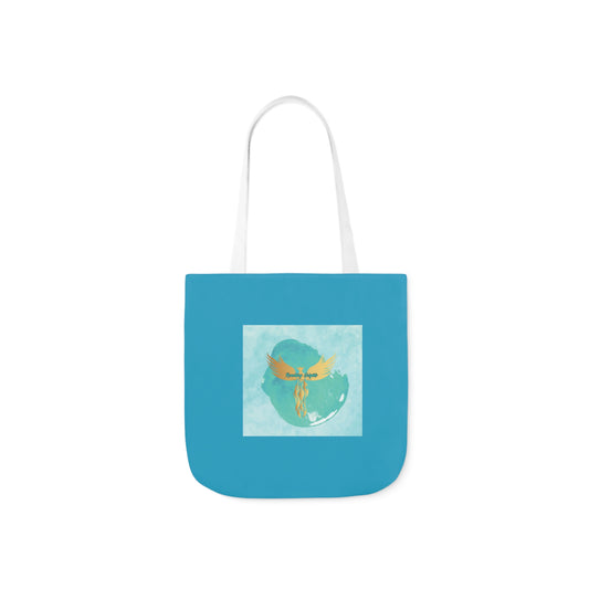 Turquoise: RH Splash: White Font: Canvas Tote Bag, 5-Color Straps