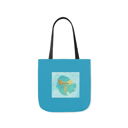 Turquoise: RH Splash: White Font: Canvas Tote Bag, 5-Color Straps