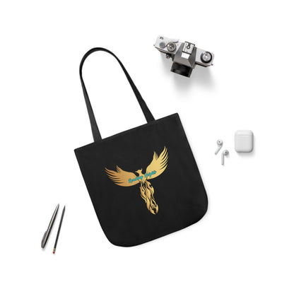 Black: RH Logo: Light Blue Font: Phoenix Rise: Canvas Tote Bag, 5-Color Straps