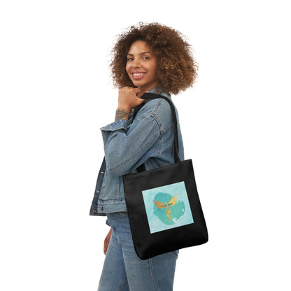 Black: RH Splash: Light Blue Font: Canvas Tote Bag, 5-Color Straps