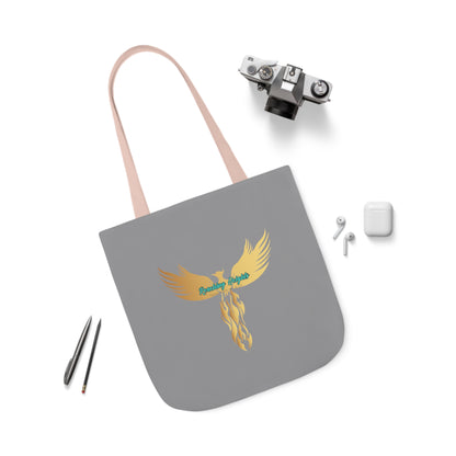 Grey: RH Logo: White Font: Phoenix Rise: Canvas Tote Bag, 5-Color Straps