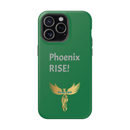 Phoenix Rise: Dark Green: Grey Font: MagSafe Tough Cases