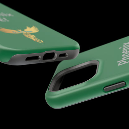 Phoenix Rise: Dark Green: Grey Font: MagSafe Tough Cases