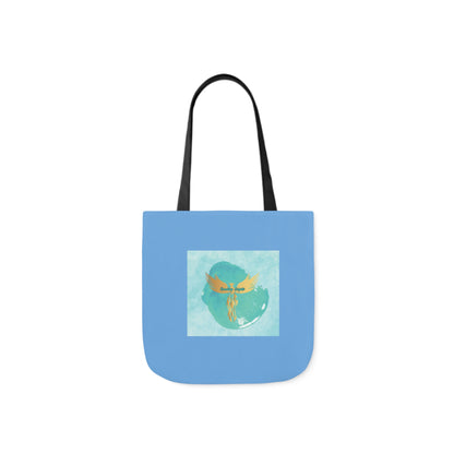 Light Blue: RH Splash: White Font: Canvas Tote Bag, 5-Color Straps