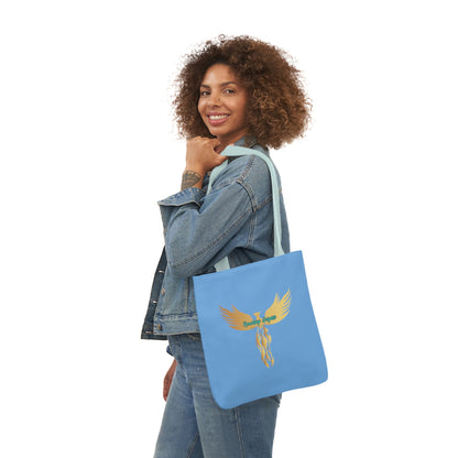 Light Blue: RH Logo: Black Font: Phoenix Rise: Canvas Tote Bag, 5-Color Straps