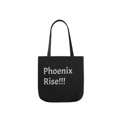 Black: RH Logo: Light Grey Font: Phoenix Rise: Canvas Tote Bag, 5-Color Straps