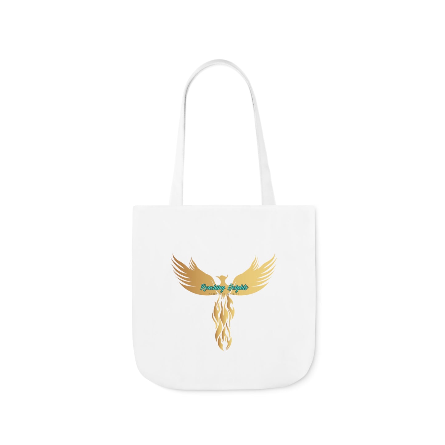 White: RH Logo: Light Blue Font: Phoenix Rise: Canvas Tote Bag, 5-Color Straps