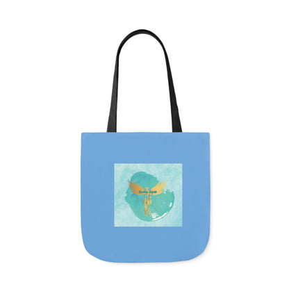 Light Blue: RH Splash: White Font: Canvas Tote Bag, 5-Color Straps