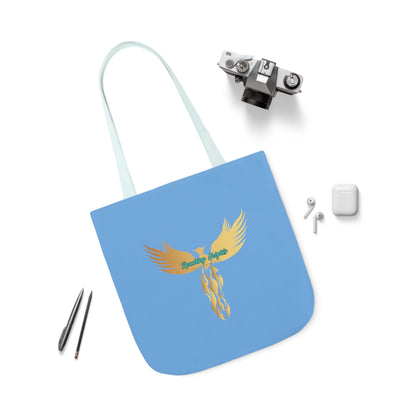 Light Blue: RH Logo: Grey Font: Phoenix Rise: Canvas Tote Bag, 5-Color Straps