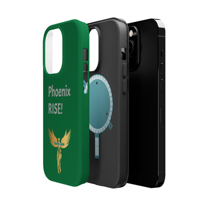 Phoenix Rise: Dark Green: Grey Font: MagSafe Tough Cases