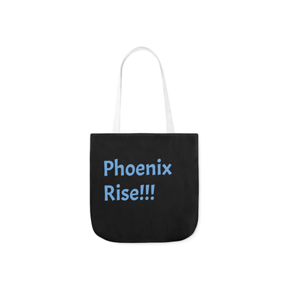 Black: RH Logo: Light Blue Font: Phoenix Rise: Canvas Tote Bag, 5-Color Straps