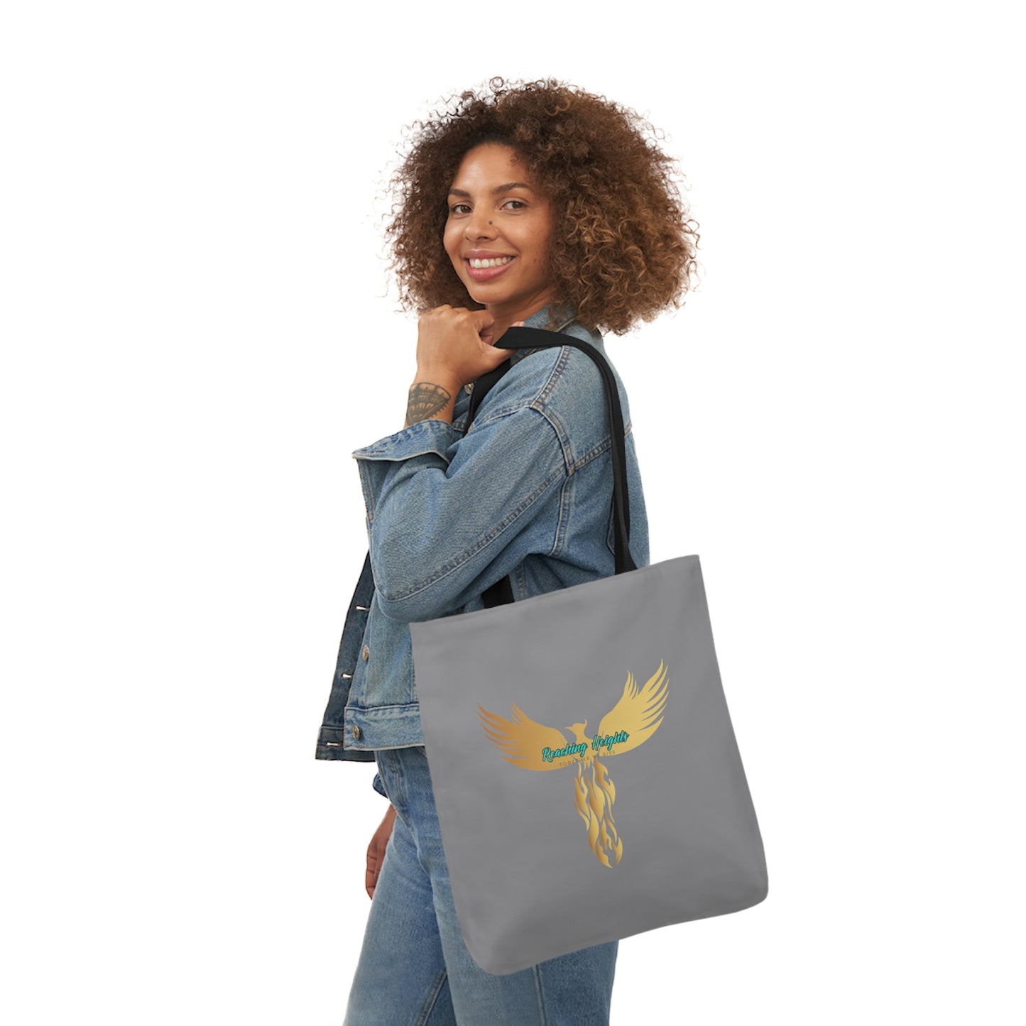 Grey: RH Logo: White Font: Phoenix Rise: Canvas Tote Bag, 5-Color Straps