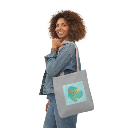 Grey: RH Splash: Light Blue Font: Canvas Tote Bag, 5-Color Straps