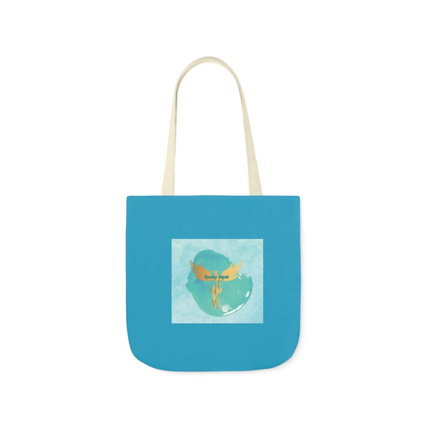 Turquoise: RH Splash: White Font: Canvas Tote Bag, 5-Color Straps