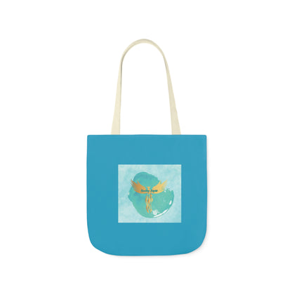 Turquoise: RH Splash: White Font: Canvas Tote Bag, 5-Color Straps