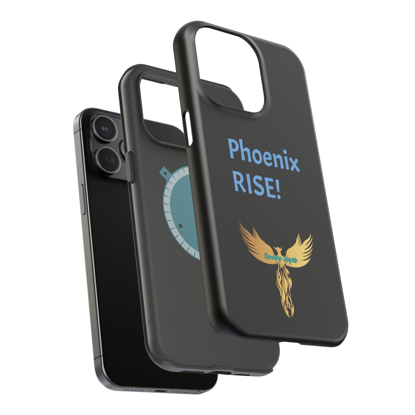 Phoenix Rise: Black: Light Blue Font: MagSafe Tough Cases