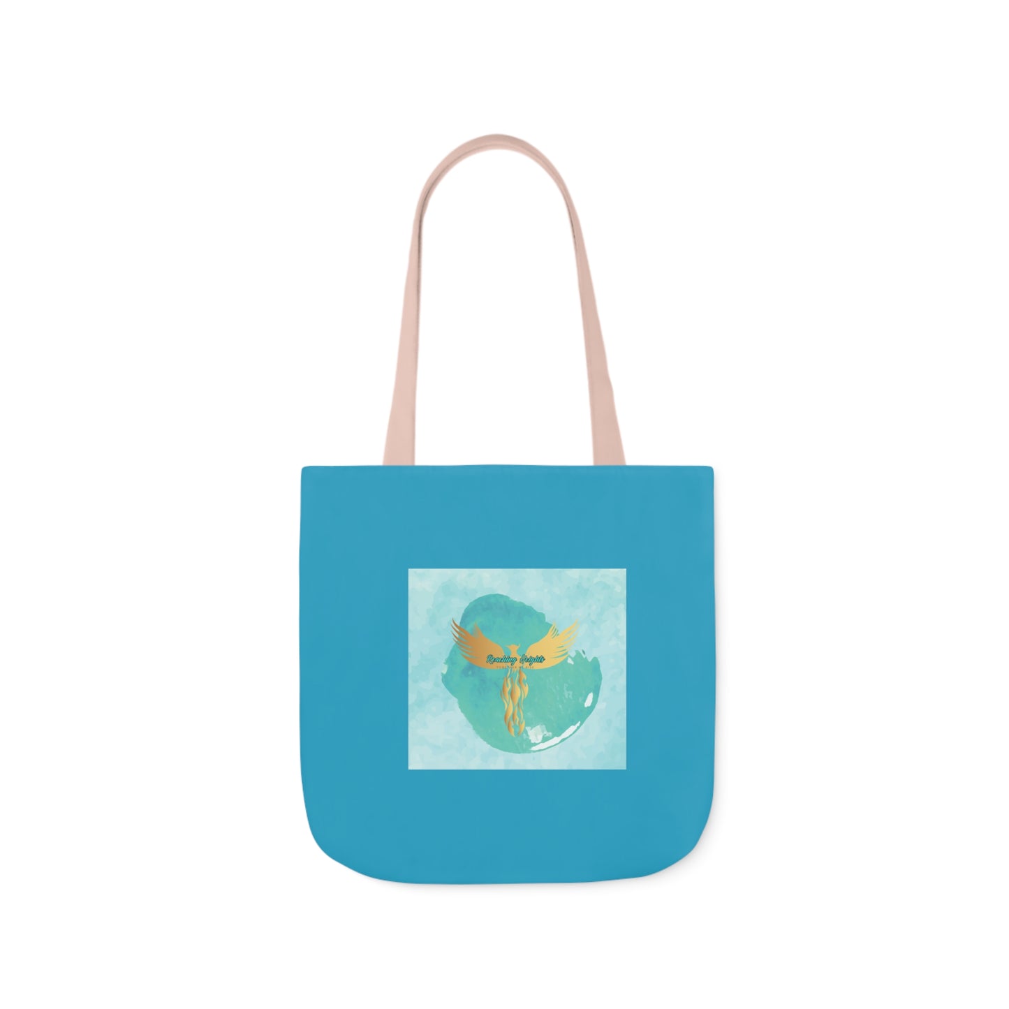 Turquoise: RH Splash: White Font: Canvas Tote Bag, 5-Color Straps