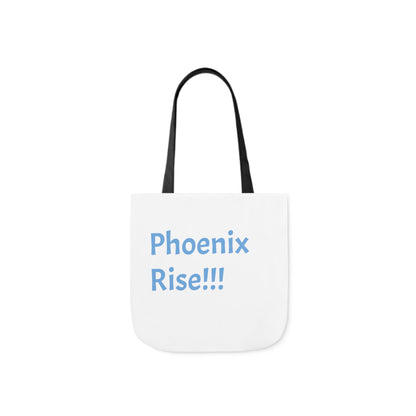 White: RH Logo: Light Blue Font: Phoenix Rise: Canvas Tote Bag, 5-Color Straps