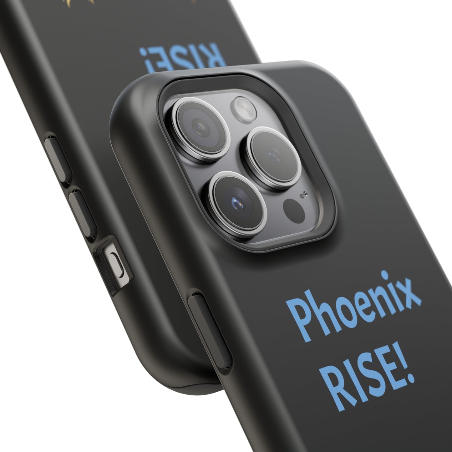 Phoenix Rise: Black: Light Blue Font: MagSafe Tough Cases